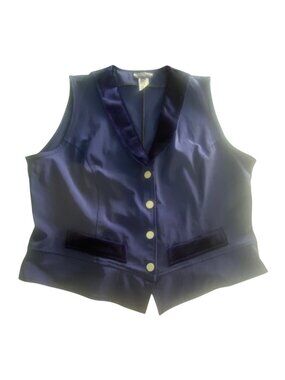 Arista Women’s Navy Equestrian Vest Velvet Metal Accents Snaps XXL Riding